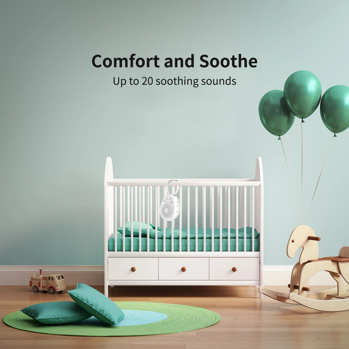 White Noise Sound Machine Portable Baby Sleep Machine 10 Soothing Sounds Volume Adjustable Built-in Rechargeable Battery USB