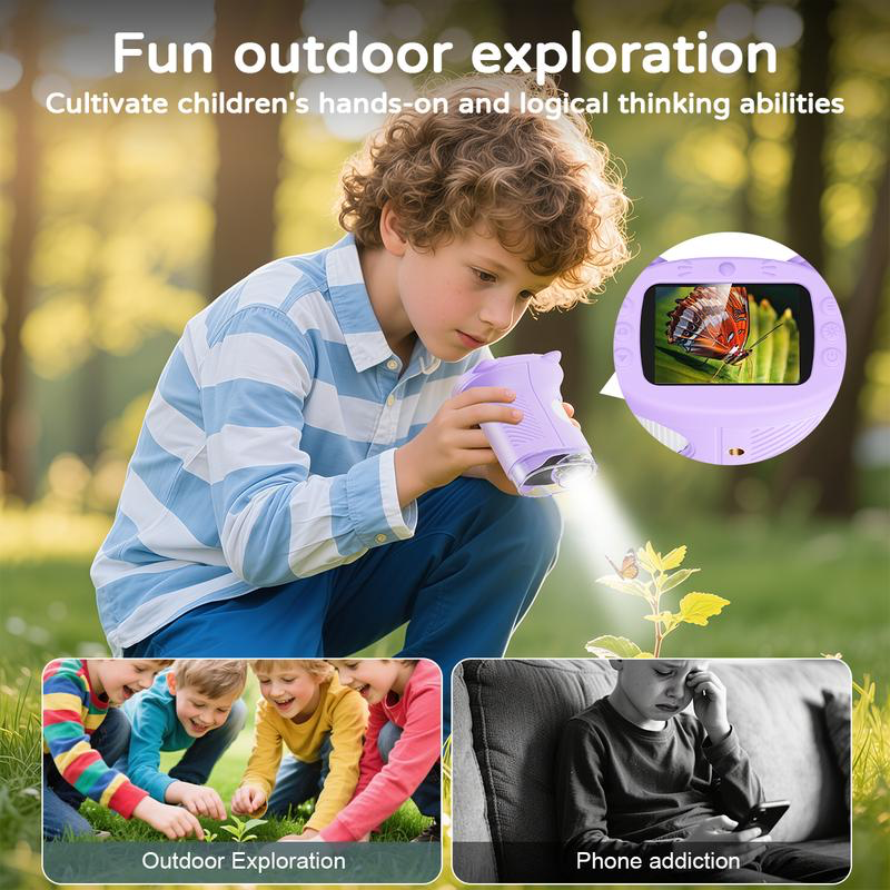 Digital Microscope for Kids 1000X 1080P Handheld Microscope Camera with 2.4 Inch IPS Screen for Scientific Experiment