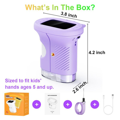 Digital Microscope for Kids 1000X 1080P Handheld Microscope Camera with 2.4 Inch IPS Screen for Scientific Experiment