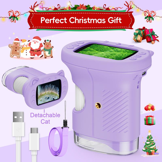 Digital Microscope for Kids 1000X 1080P Handheld Microscope Camera with 2.4 Inch IPS Screen for Scientific Experiment